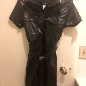Faux leather mini dress